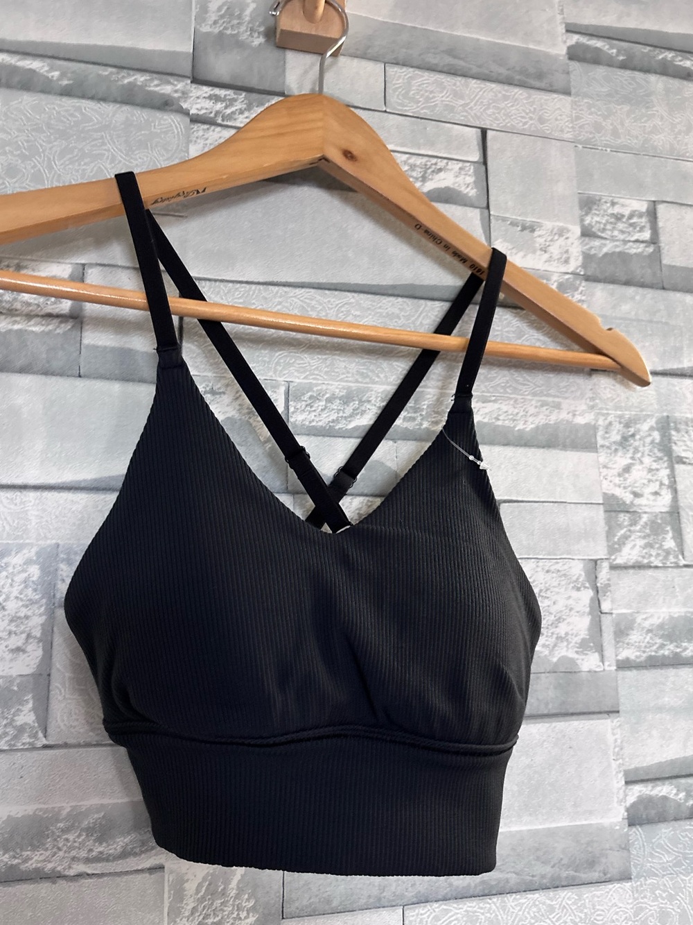 aerie Black Ribbed Scoop Bralette